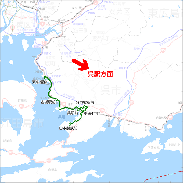 吉浦天応線-路線図