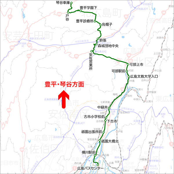 豊平・琴谷線/今吉田線-路線図