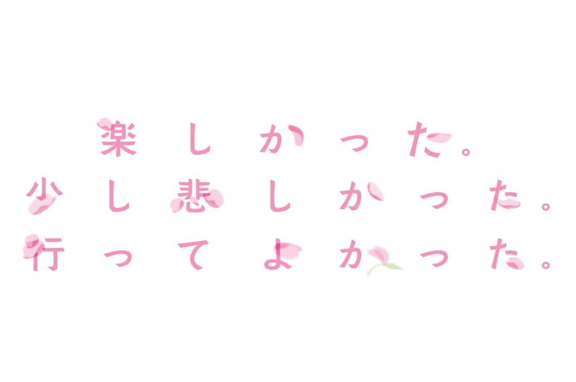 楽しかった。少し悲しかった。 行って良かった。														