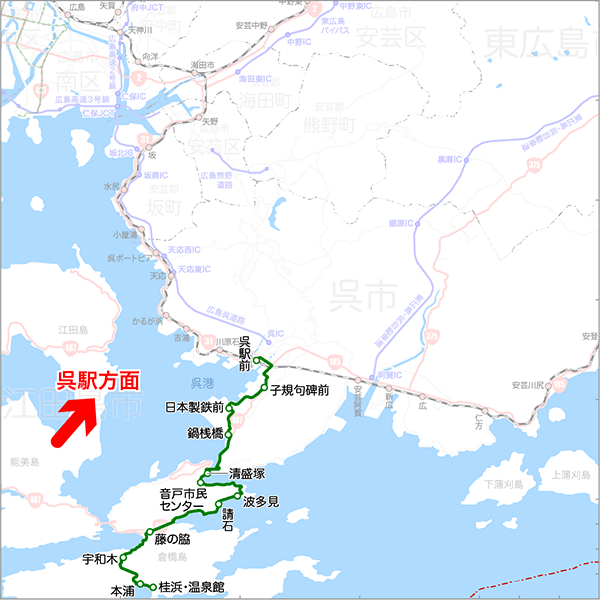 呉倉橋島線-路線図