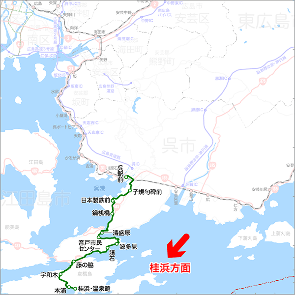 呉倉橋島線-路線図