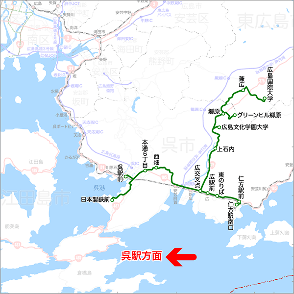 仁方川尻線/広長浜線/郷原黒瀬線-路線図