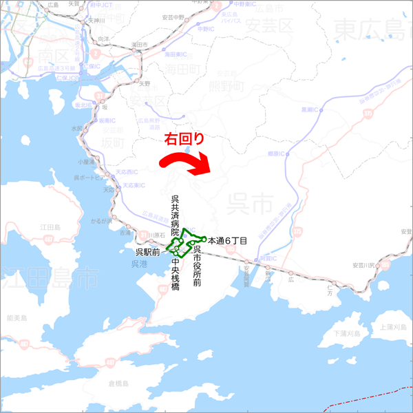 三条二河宝町線/宝町線-路線図