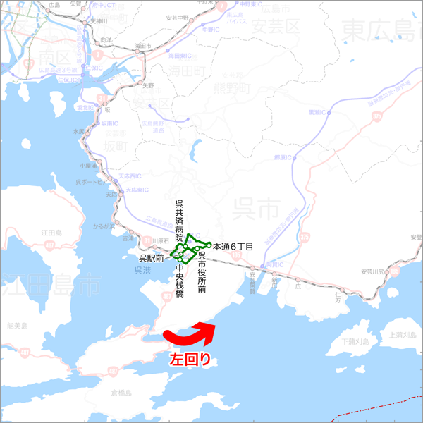 三条二河宝町線/宝町線-路線図