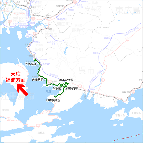 吉浦天応線-路線図