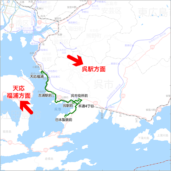 吉浦天応線-路線図