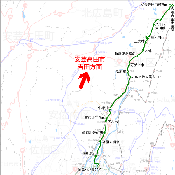 上根・吉田線-路線図