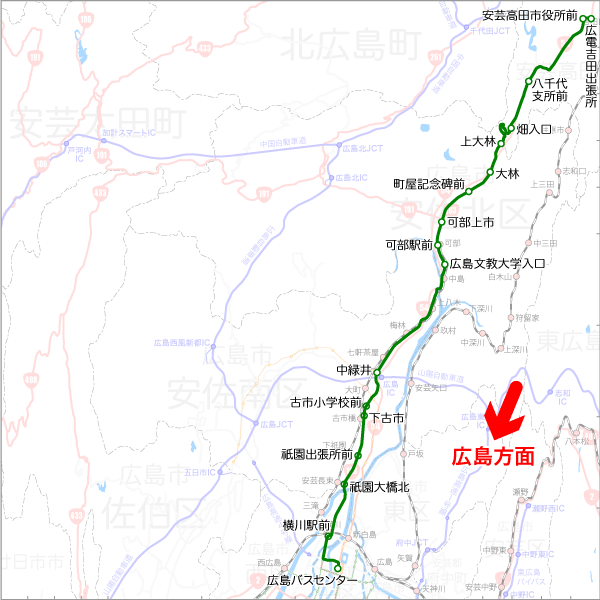 上根・吉田線-路線図