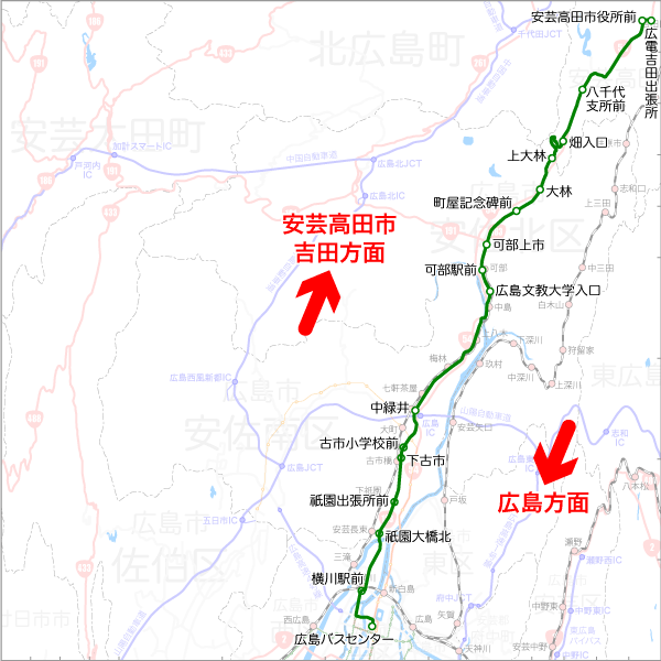 上根・吉田線-路線図