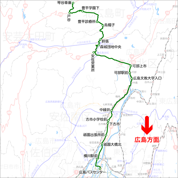 豊平・琴谷線/今吉田線-路線図