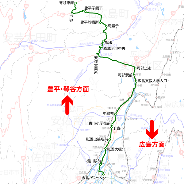豊平・琴谷線-路線図