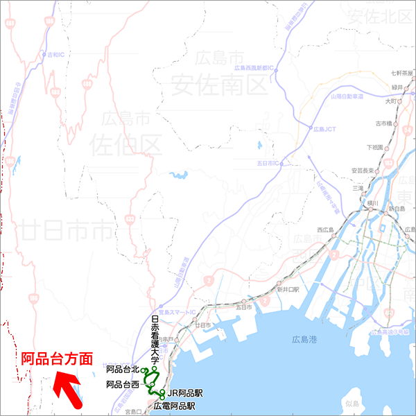 阿品駅発着（阿品台線）-路線図