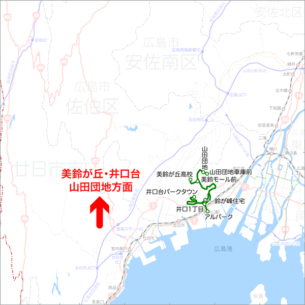 アルパーク・新井口駅発着-路線図