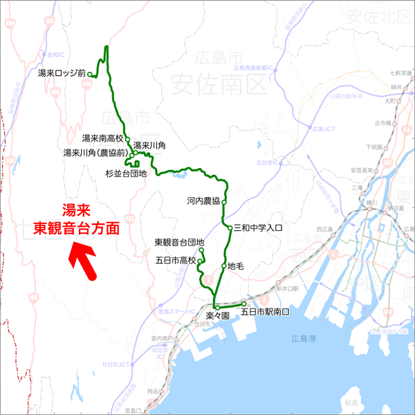 五日市駅南口発着-路線図