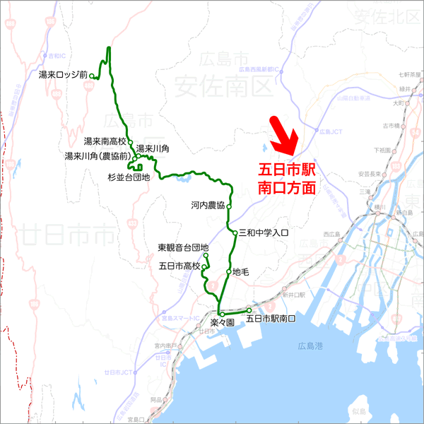 五日市駅南口発着-路線図