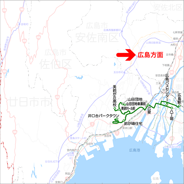 西広島バイパス線（己斐経由）-路線図