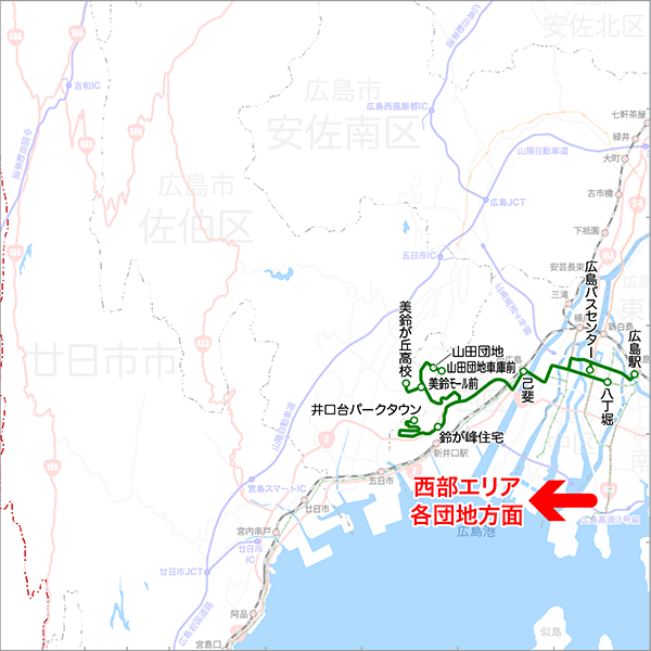 西広島バイパス線（己斐経由）-路線図