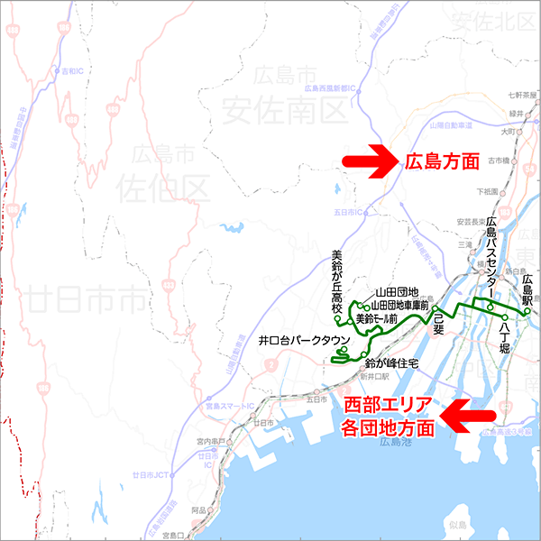 西広島バイパス線（己斐経由）-路線図