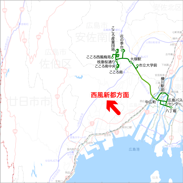 西風新都線-路線図