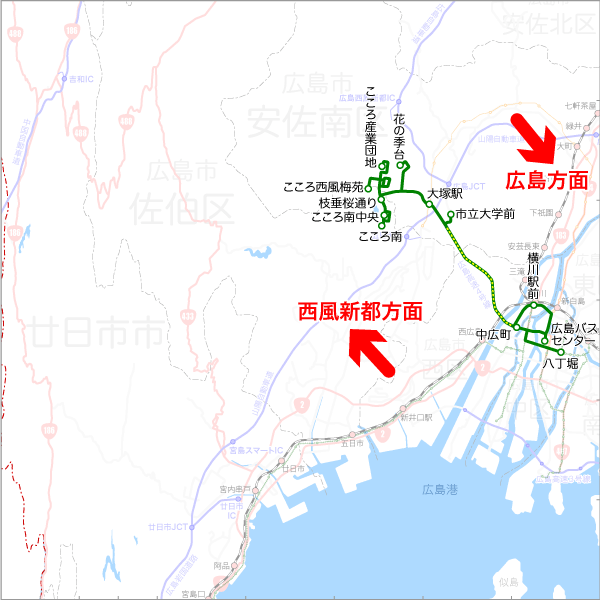 西風新都線-路線図