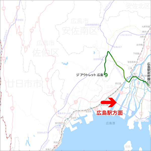ジ アウトレット 広島線-路線図