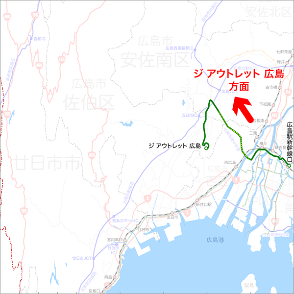 ジ アウトレット 広島線-路線図