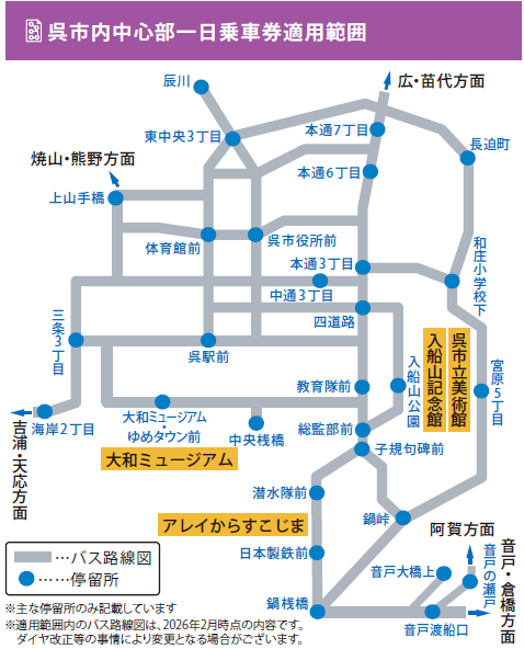1Day呉パスの適用範囲